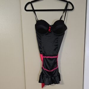Rampage Intimates Black and Pink French Maid Lingerie Costume Size 36B